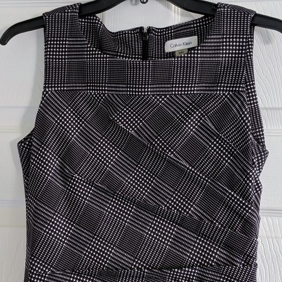 Calvin Klein Black/White Sleeveless Plaid Dress Size 4 - Picture 6 of 7